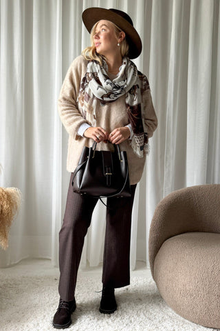 Derby horse bamboo scarf, light