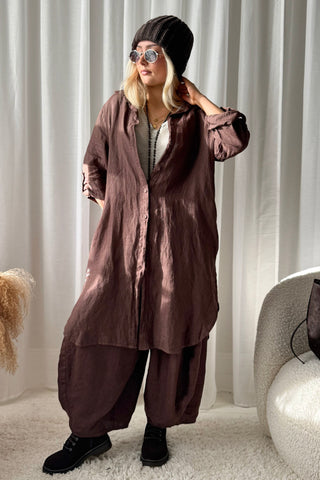 Dianne linen shirt, coffee