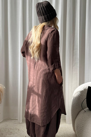 Dianne linen shirt, coffee
