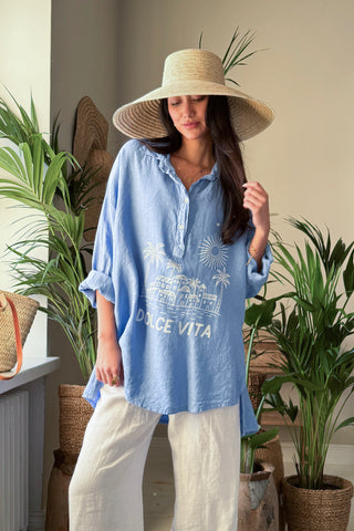 Dolce Vita linen shirt, heavenly blue