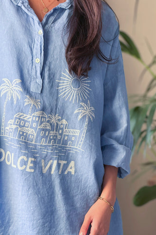 Dolce Vita linen shirt, heavenly blue