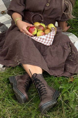 Efany leather boots, chocolate