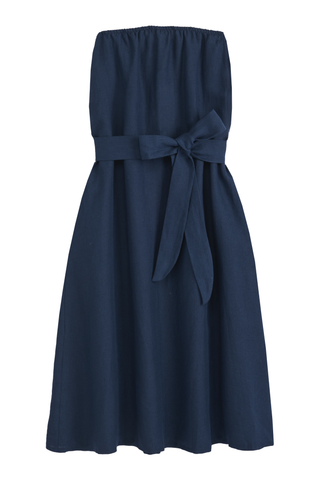 Elegance linen dress, navy