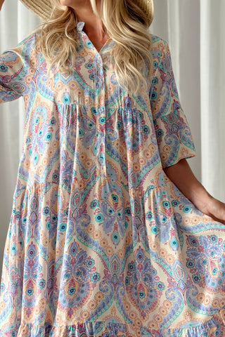 Elena viskoosimekko, ibiza blue