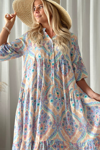 Elena viskoosimekko, ibiza blue