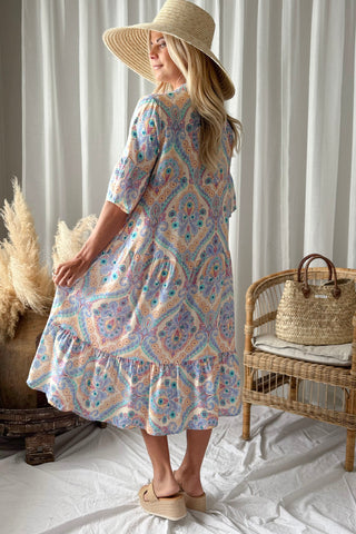 Elena viskoosimekko, ibiza blue