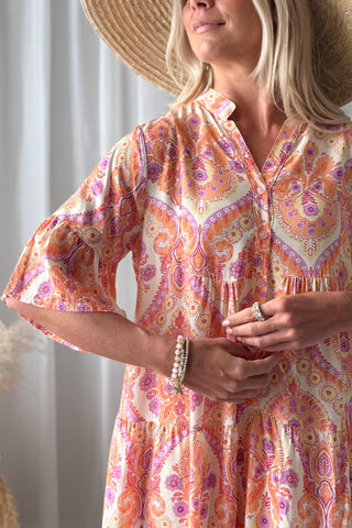 Elena viskoosimekko, ibiza coral