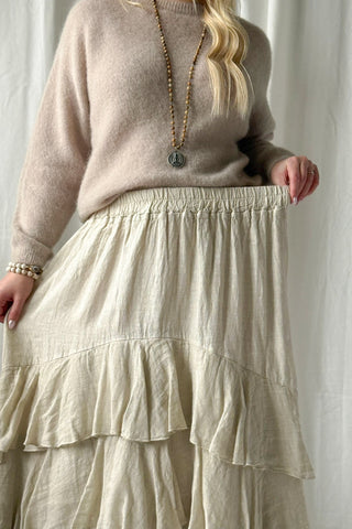 Elixir frill linen skirt, sand