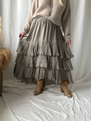 Elixir frilla pellavahame, taupe