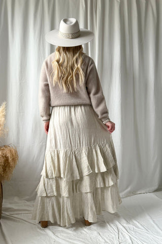 Elixir frill linen skirt, sand