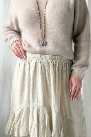 Elixir frill linen skirt, sand