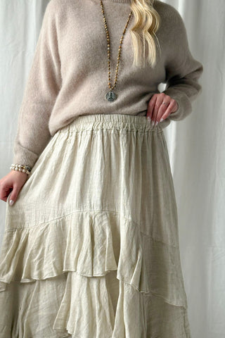 Elixir frill linen skirt, sand