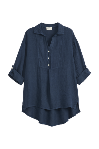 Ella linen shirt, navy
