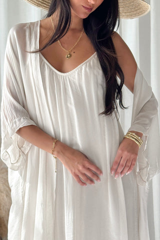 Emika silk-viscose kimono, beige