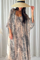 Emika silk-viscose kimono, soft leo print