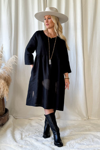 Emma linen dress, black