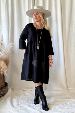 Emma linen dress, black