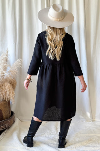 Emma linen dress, black