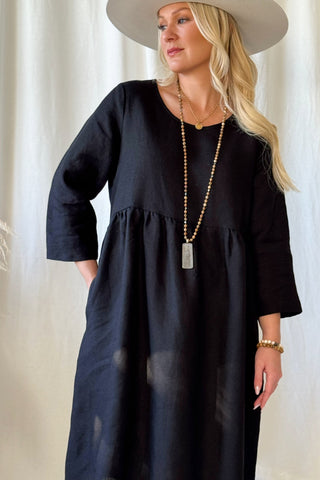 Emma linen dress, black