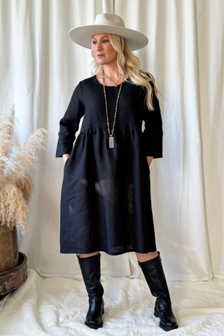 Emma linen dress, black