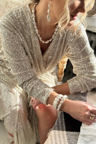 Eternity paljettimekko, beige