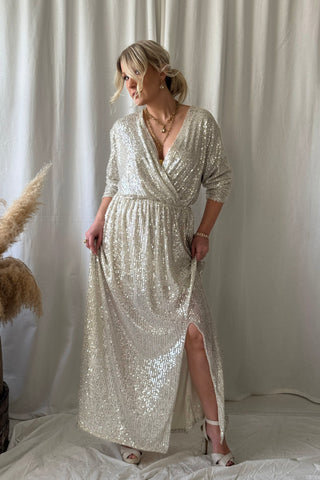 Eternity paljettimekko, beige