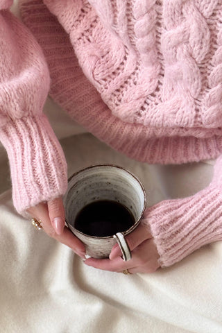 Faustine cable knit jumper, baby pink
