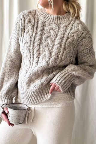 Faustine palmikkoneule, melange beige