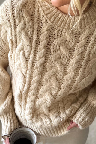 Faustine palmikkoneule, luonnonvalkoinen