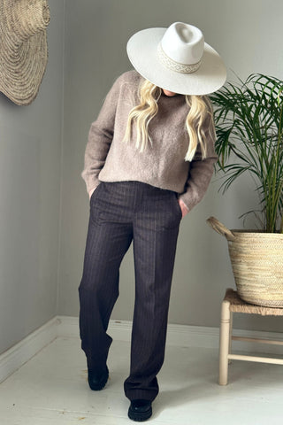 Fenja pants long, brown striped