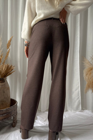 Fenja pants long, brown striped