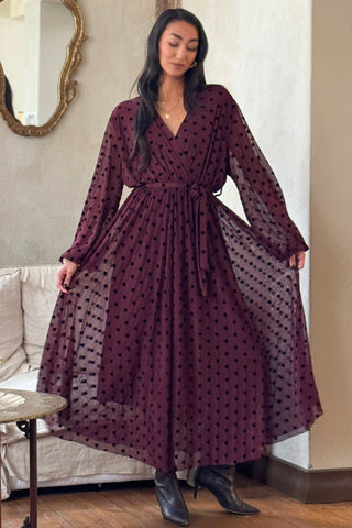Fiorella mekko, burgundy