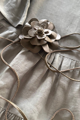 Fleur leather belt, taupe