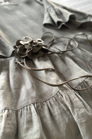 Fleur leather belt, taupe