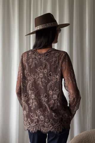 Florence Lace blouse, coffee