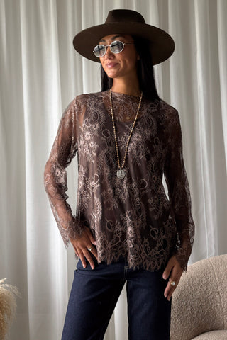 Florence Lace blouse, coffee