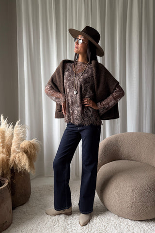 Florence Lace blouse, coffee