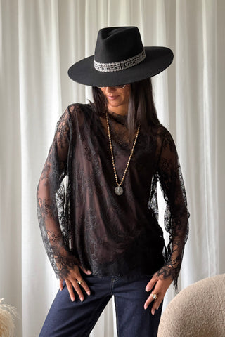 Florence Lace blouse, black