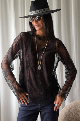 Florence Lace blouse, black
