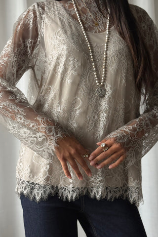 Florence Lace blouse, taupe