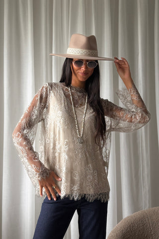 Florence Lace blouse, taupe