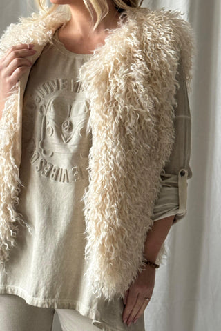 Furry liivi, luonnonvalkoinen