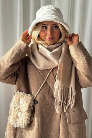 Furry phone bag, beige