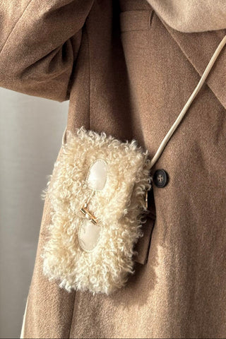 Furry puhelinlaukku, beige