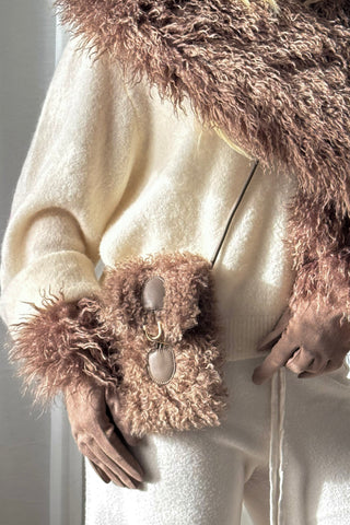 Furry puhelinlaukku, taupe
