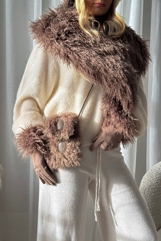 Furry puhelinlaukku, taupe