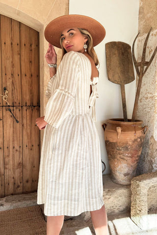 Giselle linen dress, stripes