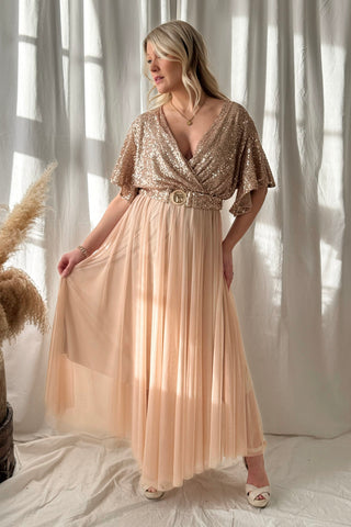 Glory sequin gown, blush