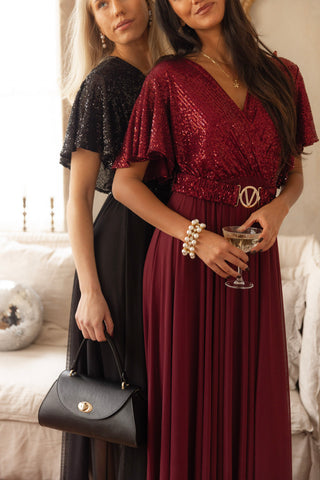 Glory sequin gown, burgundy