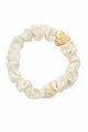 Gold heart silk scrunchie, cream